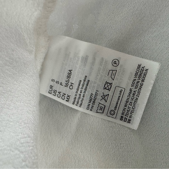 H&M blouse white cream button down style linen type shirt top cute cottagecore - Picture 6 of 7